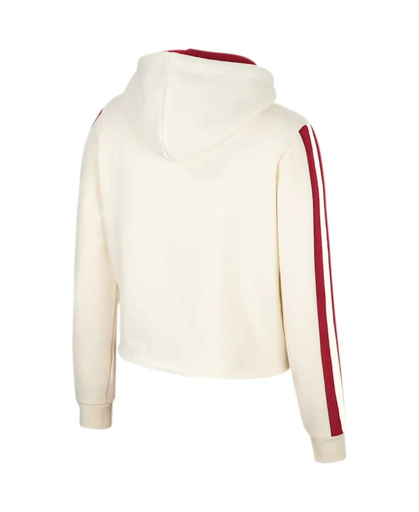 Women's Colosseum Cream Alabama Crimson Tide Perfect Date Cropped Pullover Hoodie