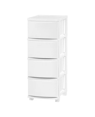 Iris Usa 4 Slim Drawer Storage, Organizer Unit for Bedroom, Closet, Kitchen, Bathroom, Laundry Room, Dorm, White Frame with Matte White Front Panels,