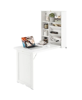 Wall-Mounted Fold-Out Convertible Floating Desk Space Saver