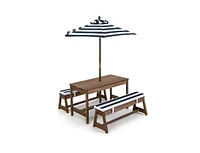 Kids Picnic Table Set with Benches, Cushions, and Adjustable Height Umbrella