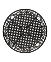 Mondawe 48" Round Aluminum Patio Dining Table with Umbrella Hole, Black