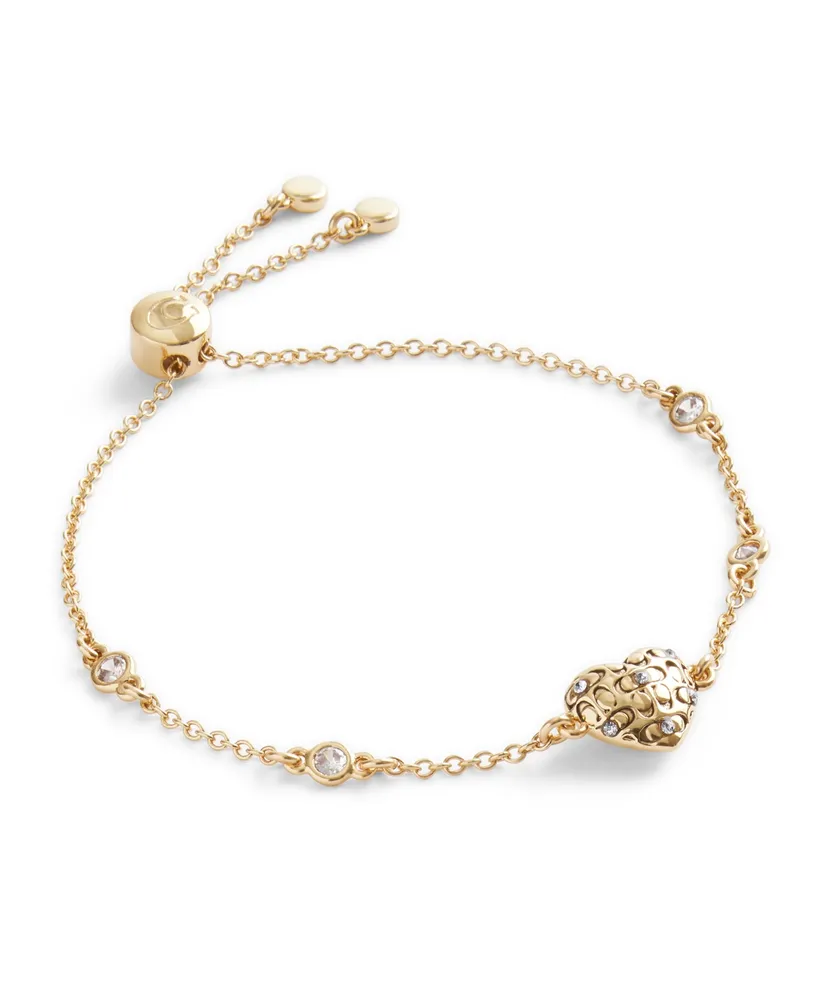 Coach Cubic Zirconia Signature Quilted Heart Slider Bracelet