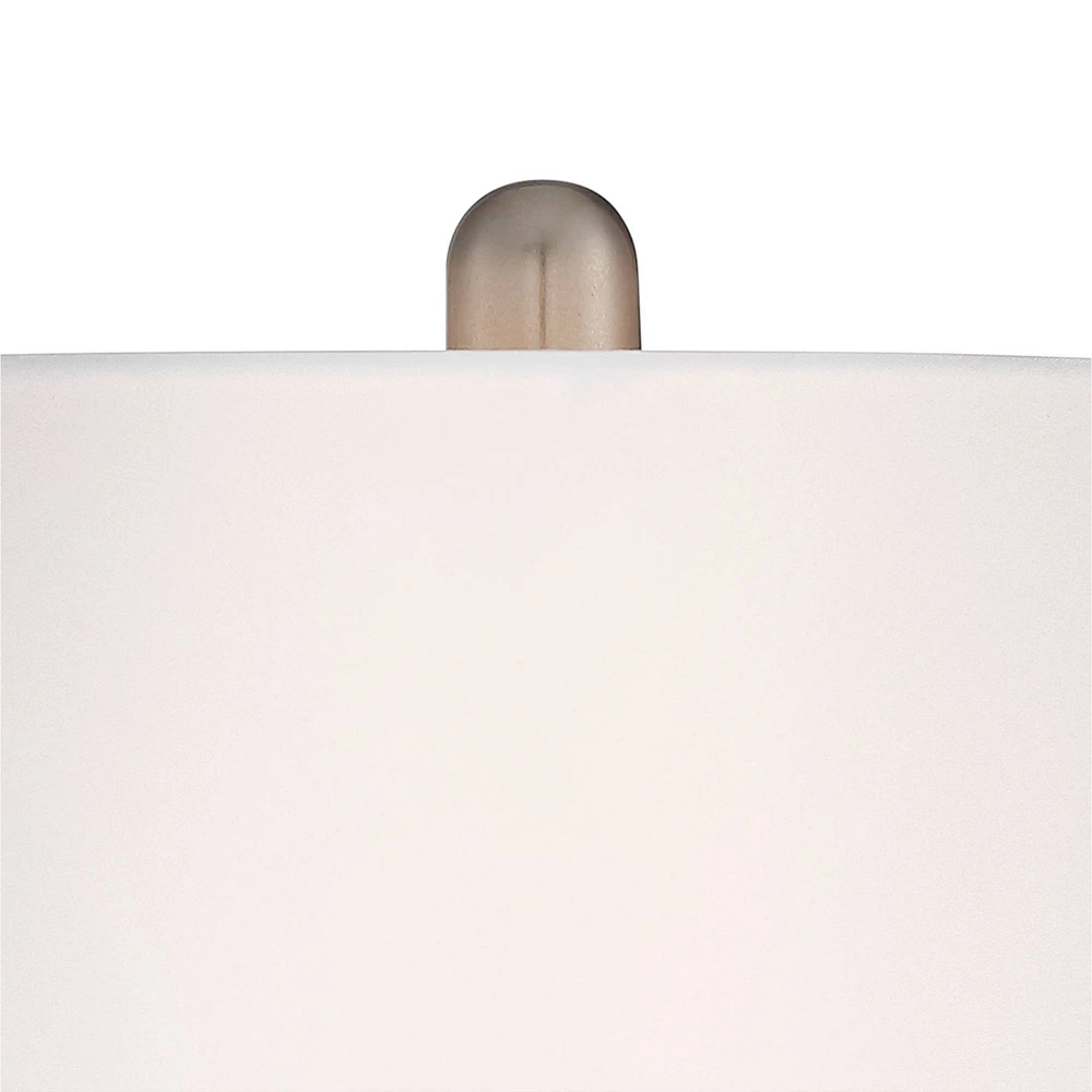 Serrena Modern Accent Table Lamp 23" High with Nightlight White Glass Brushed Nickel Silver Metal Drum Shade for Bedroom Living Room House Home B