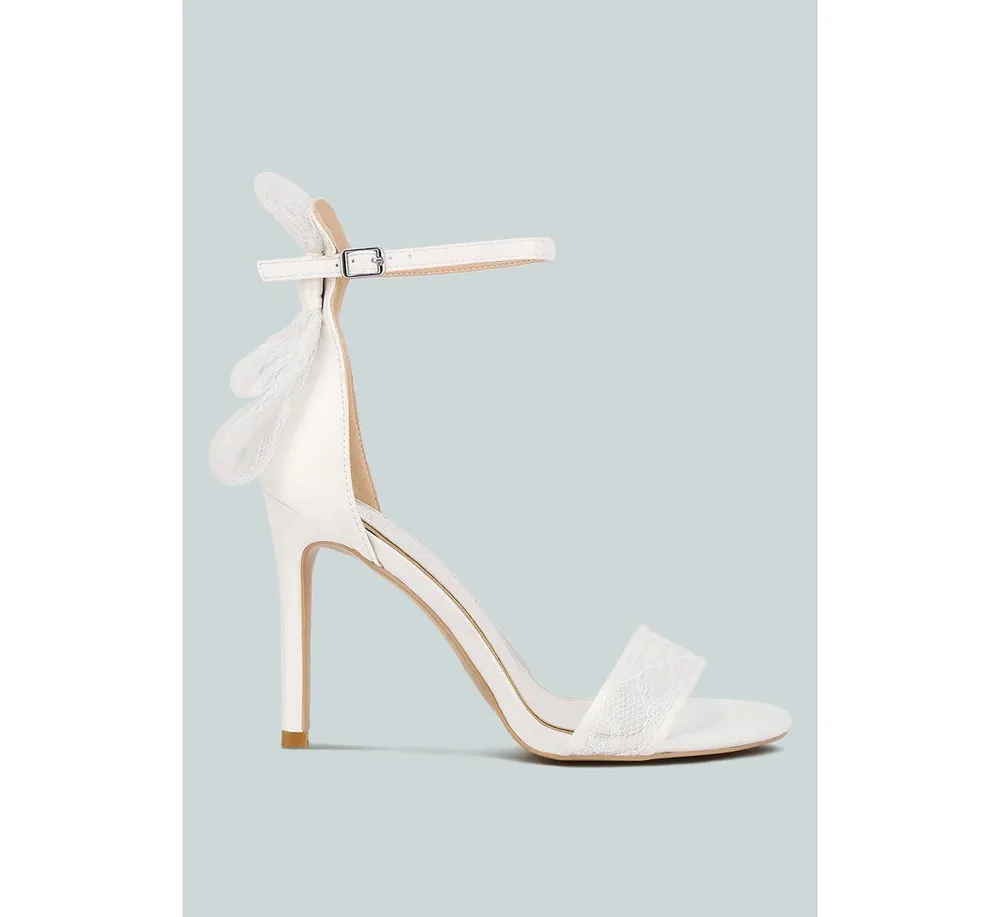 Delancy Bow Detail Lace Stiletto Sandals