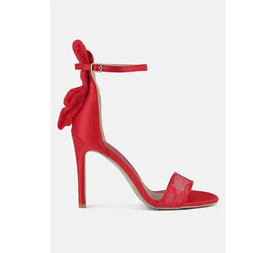 Delancy Bow Detail Lace Stiletto Sandals