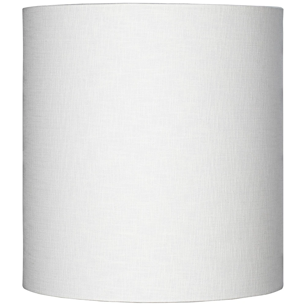 White Tall Linen Medium Drum Lamp Shade 14" Top x 14" Bottom x 15" High (Spider) Fully Assembled Replacement with Harp and Finial for Table Lamps