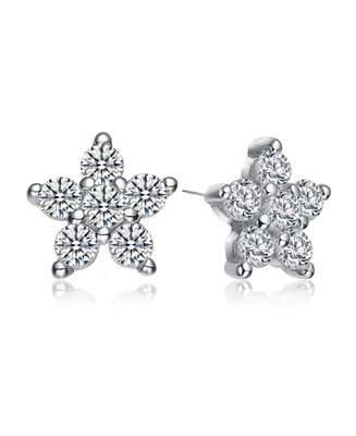 Star Shape Cubic Zirconia White Gold Plated Earrings