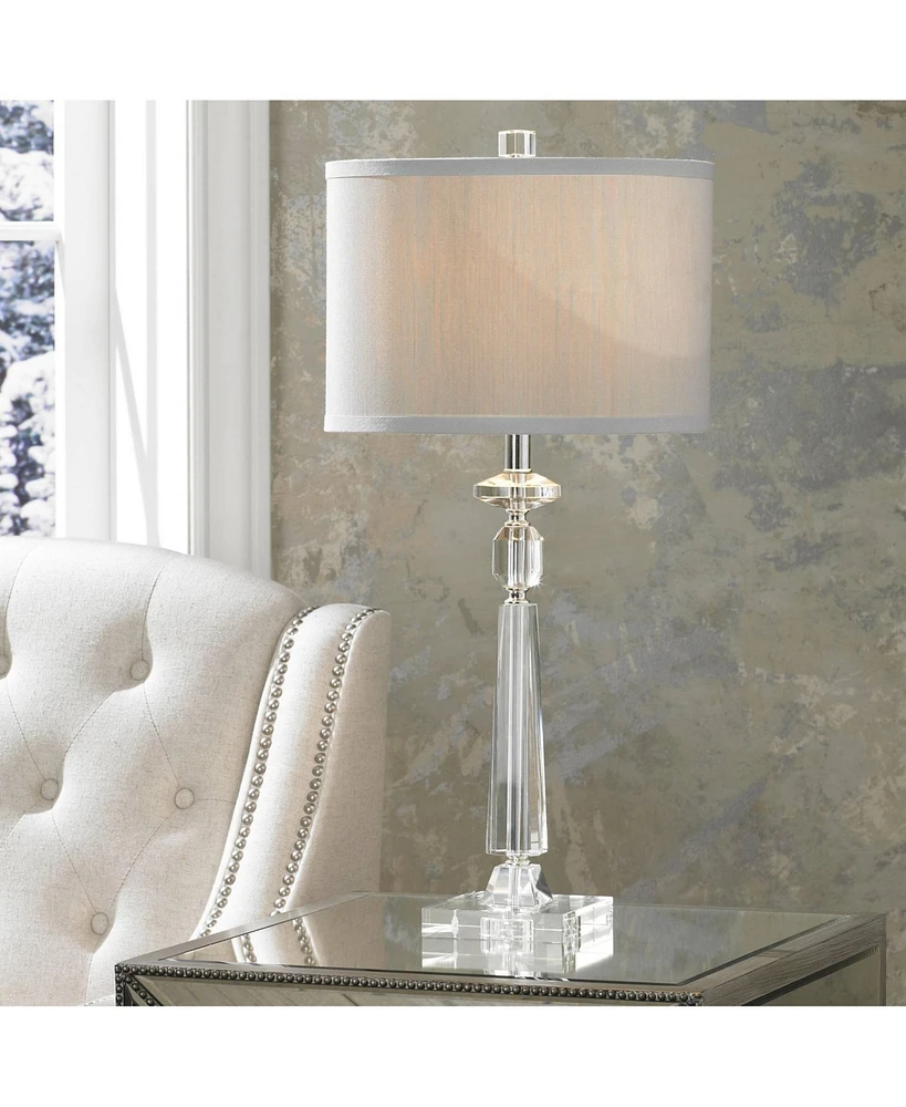 Aline 26 1/2" Tall Traditional Table Lamp Clear Crystal Single Gray Shade Living Room Bedroom Bedside Nightstand House Office Home Reading Kitchen Ent