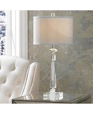 Aline 26 1/2" Tall Traditional Table Lamp Clear Crystal Single Gray Shade Living Room Bedroom Bedside Nightstand House Office Home Reading Kitchen Ent