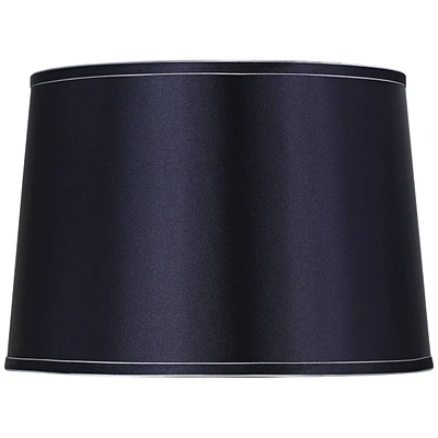 Sydnee Navy with Silver Trim Large Drum Lamp Shade 14" Top x 16" Bottom x 11" Slant (Spider) Replacement with Harp and Finial