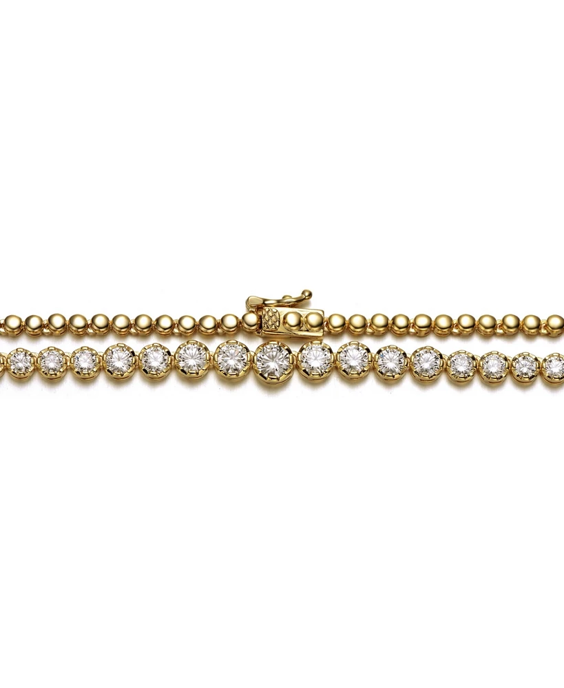 Sterling Silver Cubic Zirconia Graduated-Size Tennis Chain Anniversary Necklace