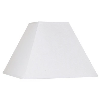 White Linen Large Square Lamp Shade 7" Top x 17" Bottom x 13" Slant x 12" High (Spider) Replacement with Harp and Finial - Springcrest