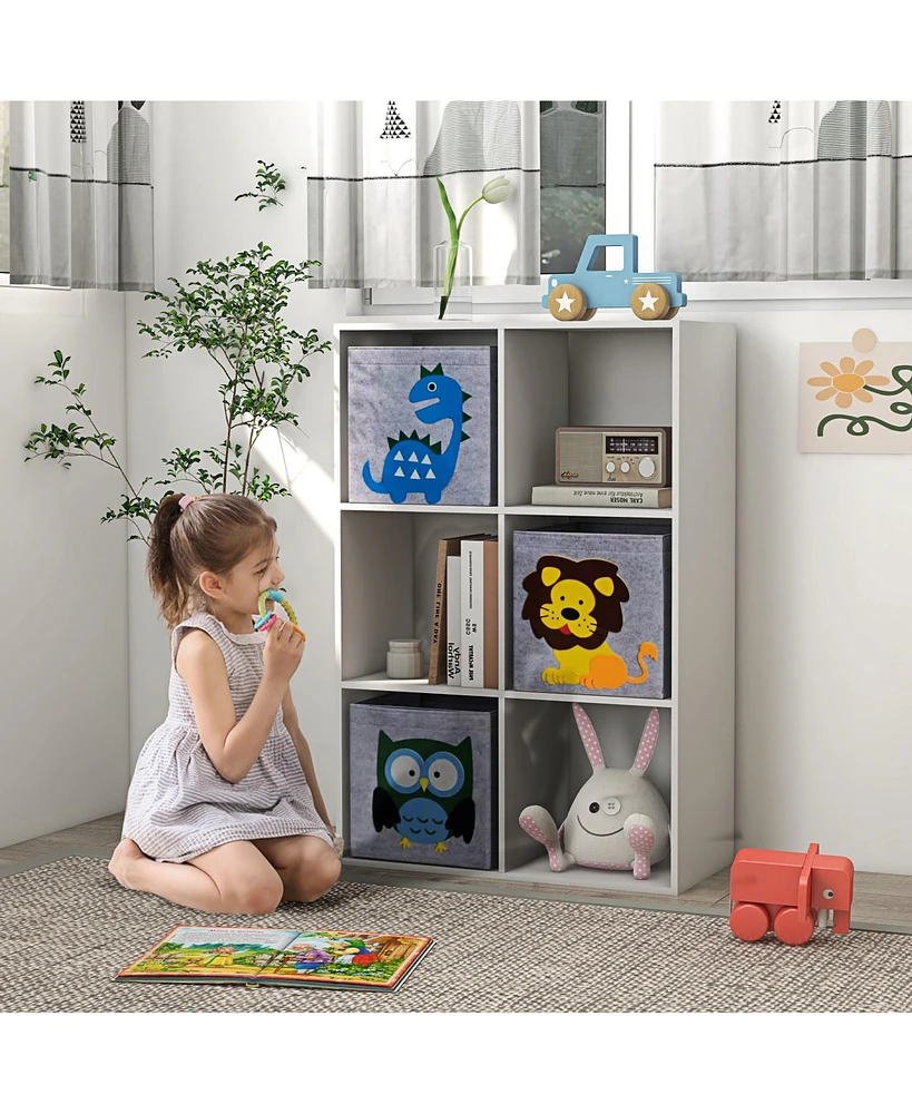 Qaba Children's Toy Storage with 3 Storage Bins & Cute Animal Design,