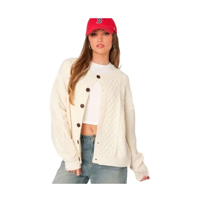 Edikted Women's Rory oversized cable knit cardigan