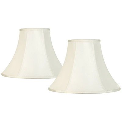 Set of 2 Bell Lamp Shades Cream Medium 7" Top x 16" Bottom x 12" High Spider with Replacement Harp and Finial Fitting - Springcrest