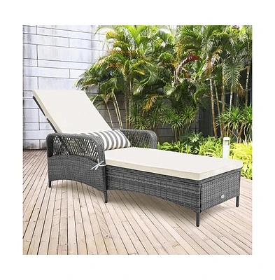 Inolait Outdoor Chaise Lounge Chair Recliner with 6-Level Backrest Cushion and Pillow