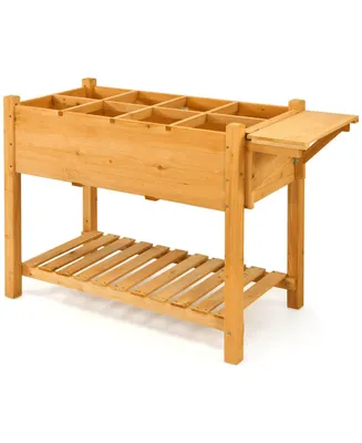 Sugift Elevated Planter Box Kit with 8 Grids and Folding Tabletop