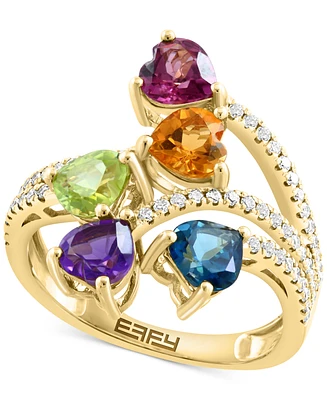 Effy Multi Gemstone (2-1/3 ct. t.w.) & Diamond (1/4 ct. t.w.) Heart Statement Ring in 14k Gold
