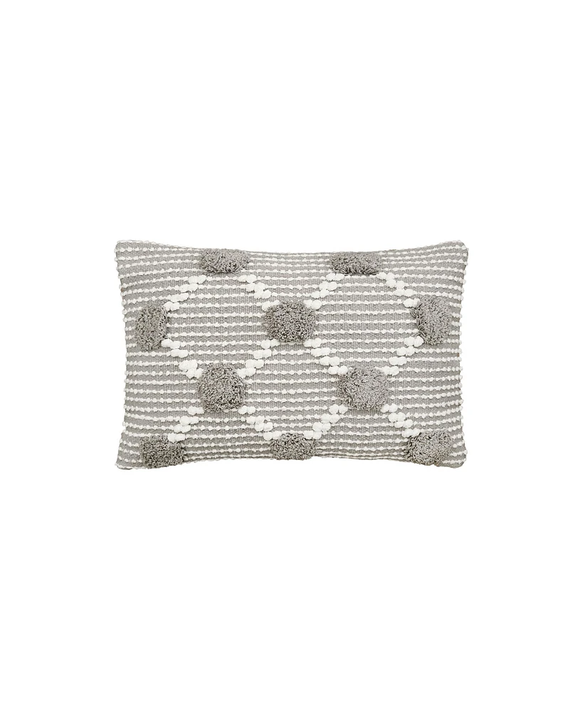 Josie Boulder Pillow Gray 14" x 22" Rectangle Soft Woven Pillow For Couch Sofa Bed Chair Cotton