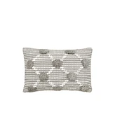 Josie Boulder Pillow Gray 14" x 22" Rectangle Soft Woven Pillow For Couch Sofa Bed Chair Cotton