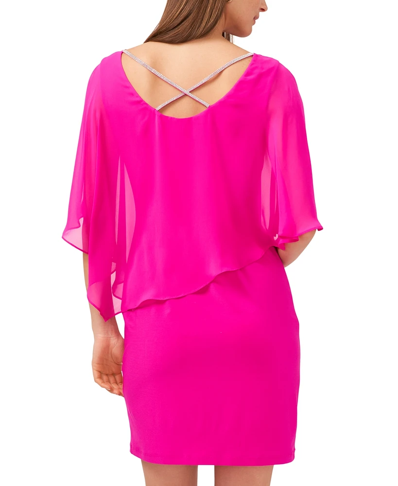 Msk Petite Cape-Overlay Sheath Dress