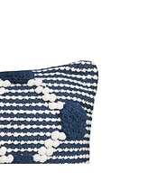 Josie Indigo Pillow Blue 14" x 22" Rectangle Soft Woven Pillow For Couch Sofa Bed Chair Cotton