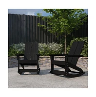 Set Of 2 Wellington Uv Treated All-Weather Polyresin Adirondack Rocking Chair For Patio, Sunroom, Deck And More