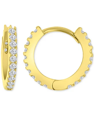 Cubic Zirconia Extra Small Hoop Earrings in 14k Gold, 0.39"