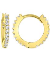 Cubic Zirconia Extra Small Hoop Earrings in 14k Gold, 0.39"