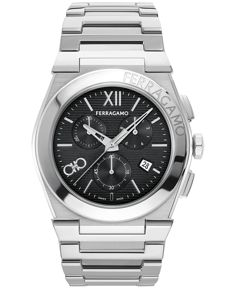 Salvatore Ferragamo Men's Swiss Chronograph Stainless Steel Bracelet Watch 42mm