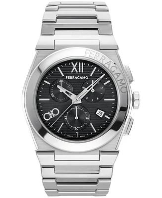 Salvatore Ferragamo Men's Swiss Chronograph Stainless Steel Bracelet Watch 42mm