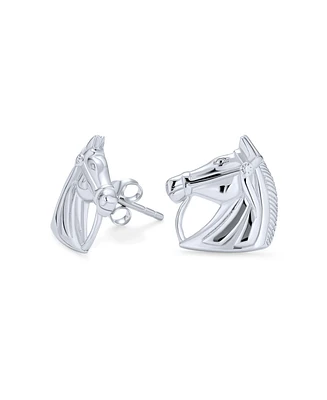 Bling Jewelry Cow Equestrian Thoroughbred Winner Horse-Head Stud Earrings Horseshoe Necklace Sterling Silver