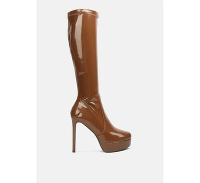 Shawtie High Heel Stretch Patent Calf Boots