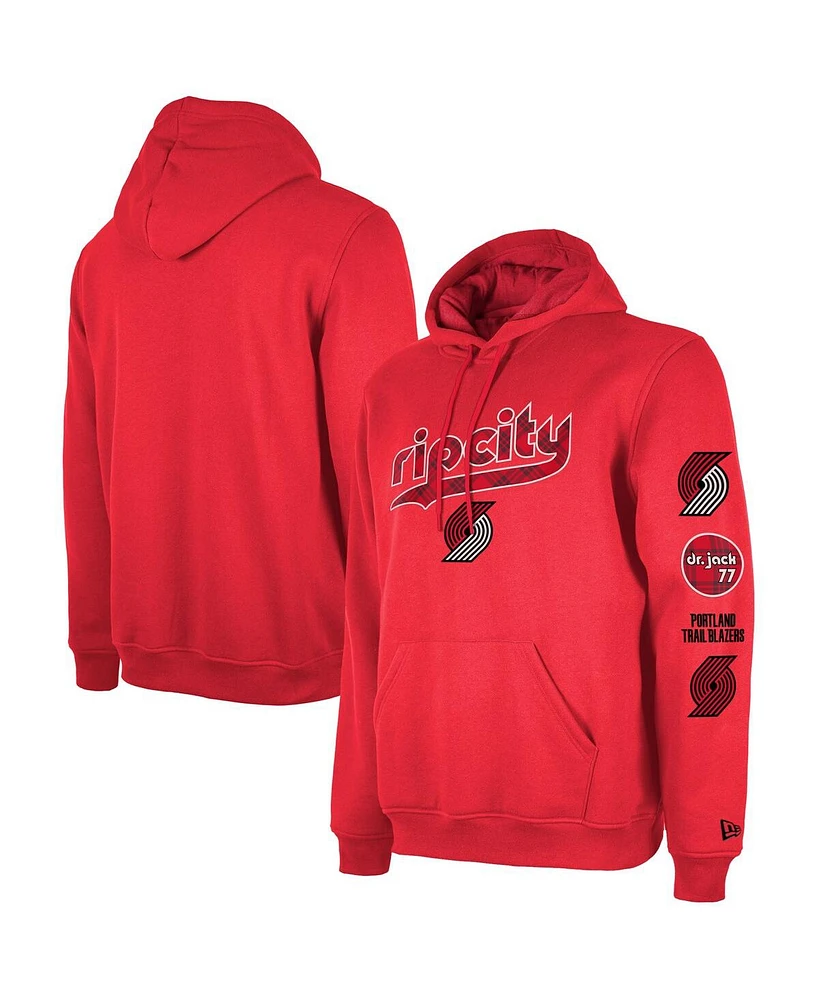 Men's New Era Red Portland Trail Blazers Big and Tall 2023/24 City Edition Jersey Pullover Hoodie