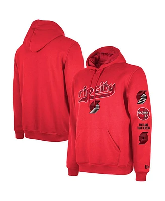 Men's New Era Red Portland Trail Blazers Big and Tall 2023/24 City Edition Jersey Pullover Hoodie