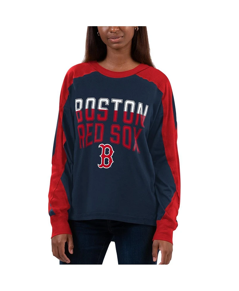 Women's G-iii 4Her by Carl Banks Navy, Red Boston Red Sox Smash Raglan Long Sleeve T-shirt