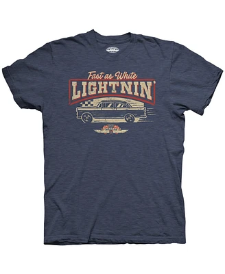 Men's Checkered Flag Sports Heather Blue Nascar Fast As White Lightnin' T-shirt