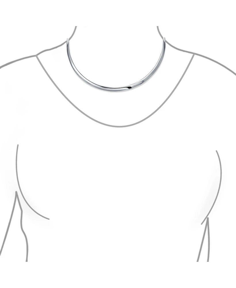 Bling Jewelry Basic Simple Thin Flat Slider Open Collar Contoured Statement Necklace Silver Sterling 4MM