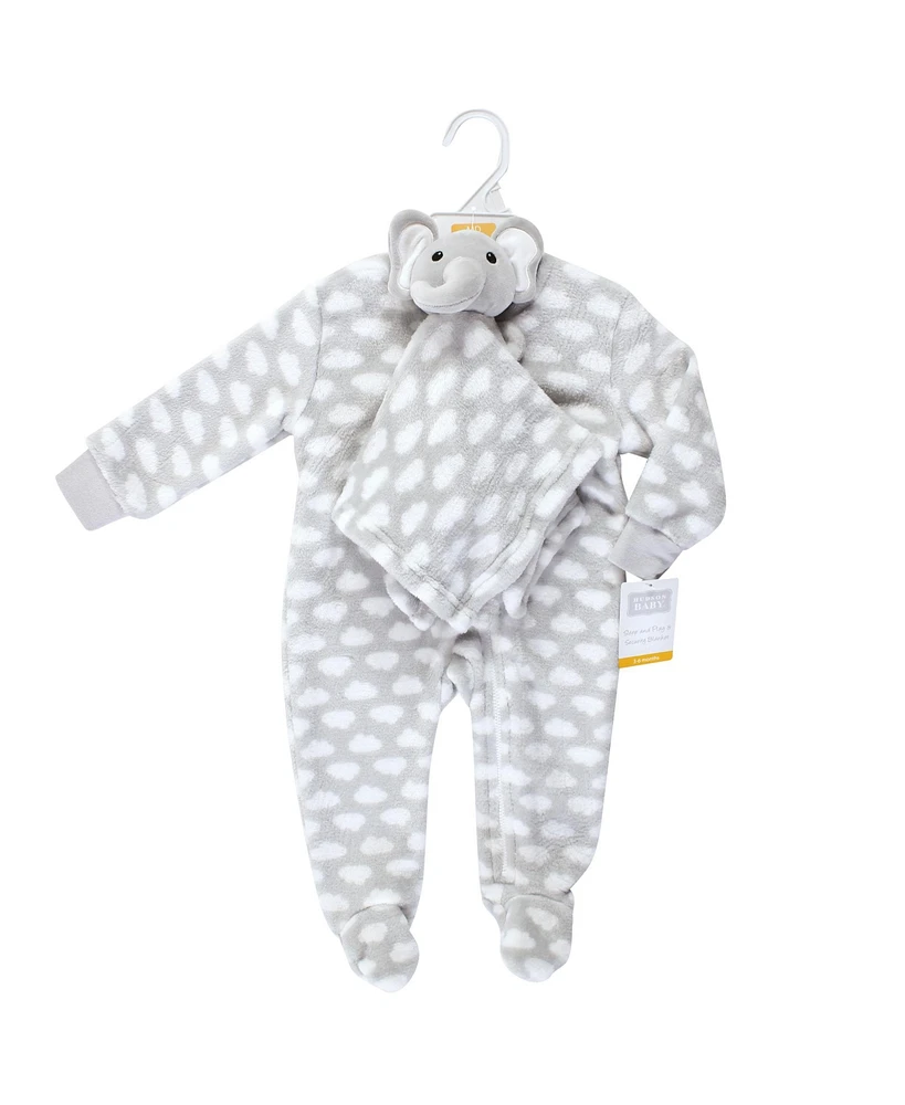 Hudson Baby Boys Flannel Plush Sleep and Play Security Toy, Elephant Cloud, 3-6 Months