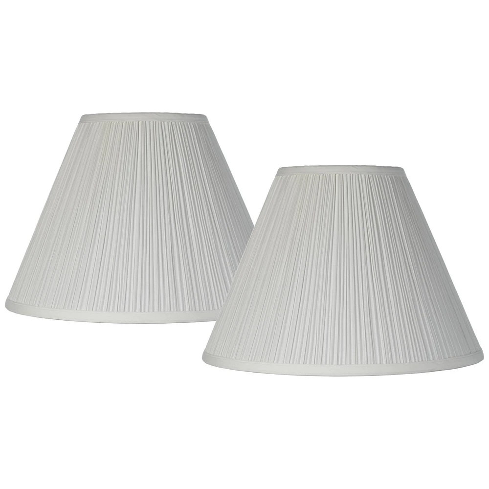 Set of 2 White Pleated Medium Empire Lamp Shades 6.5" Top x 15" Bottom x 11" High (Spider) Replacement with Harp and Finial - Spring crest