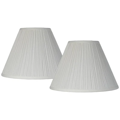 Set of 2 White Pleated Medium Empire Lamp Shades 6.5" Top x 15" Bottom x 11" High (Spider) Replacement with Harp and Finial - Spring crest