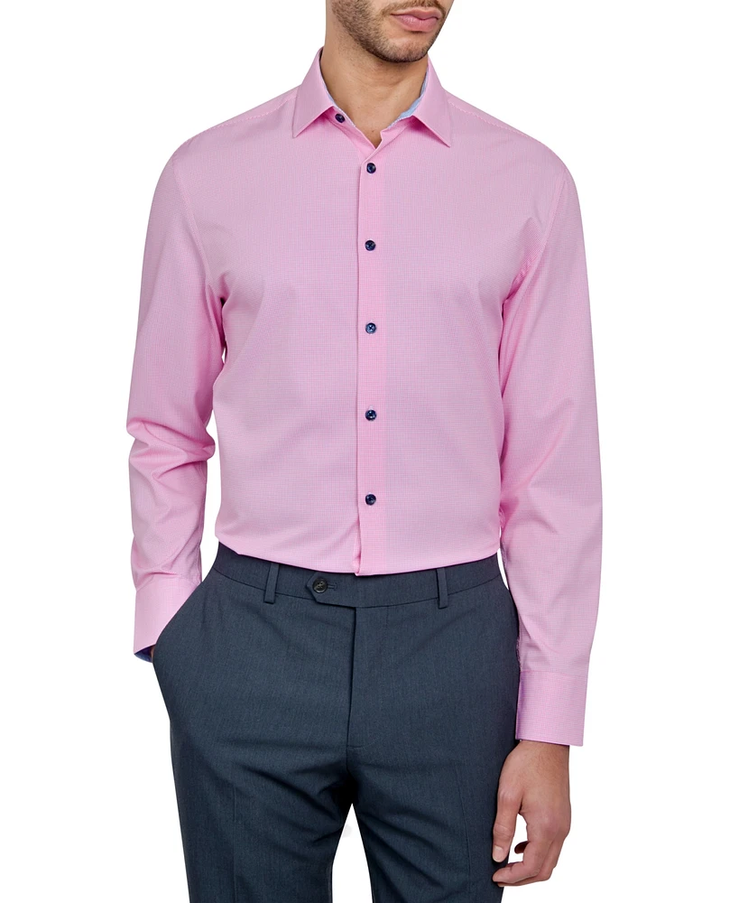 Men's Recycled Slim Fit Micro Texture 4-Way Stretch Performance Dress Shirt