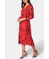 Bebe Women's Print Wrap Midi Dress