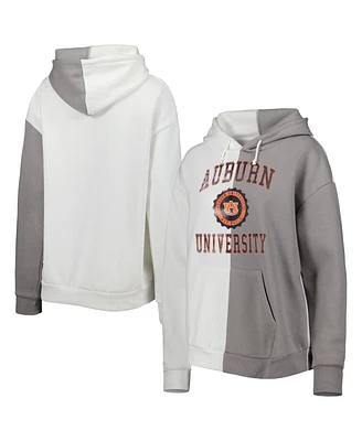 Women's Gameday Couture Gray, White Distressed Auburn Tigers Split Pullover Hoodie