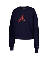 Women's Pro Standard Navy Atlanta Braves Painted Sky Pullover Sweatshirt