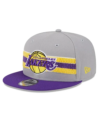 Men's New Era Gray Los Angeles Lakers Chenille Band 9FIFTY Snapback Hat