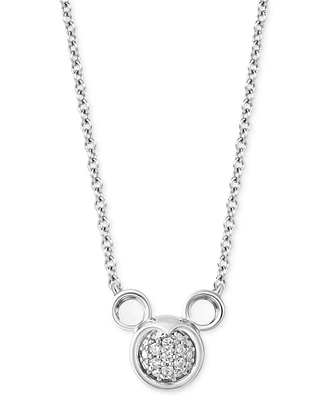 Disney Wonder Fine Jewelry Diamond Mickey Mouse Pendant Necklace (1/8 ct. t.w.) in Sterling Silver, 16" + 2" extender