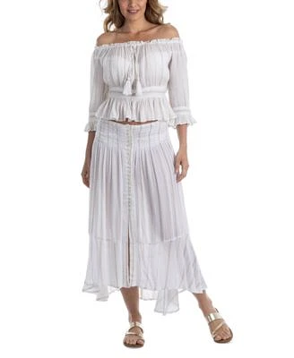 Dotti Womens Cotton Swim Cover Up Top Skirt