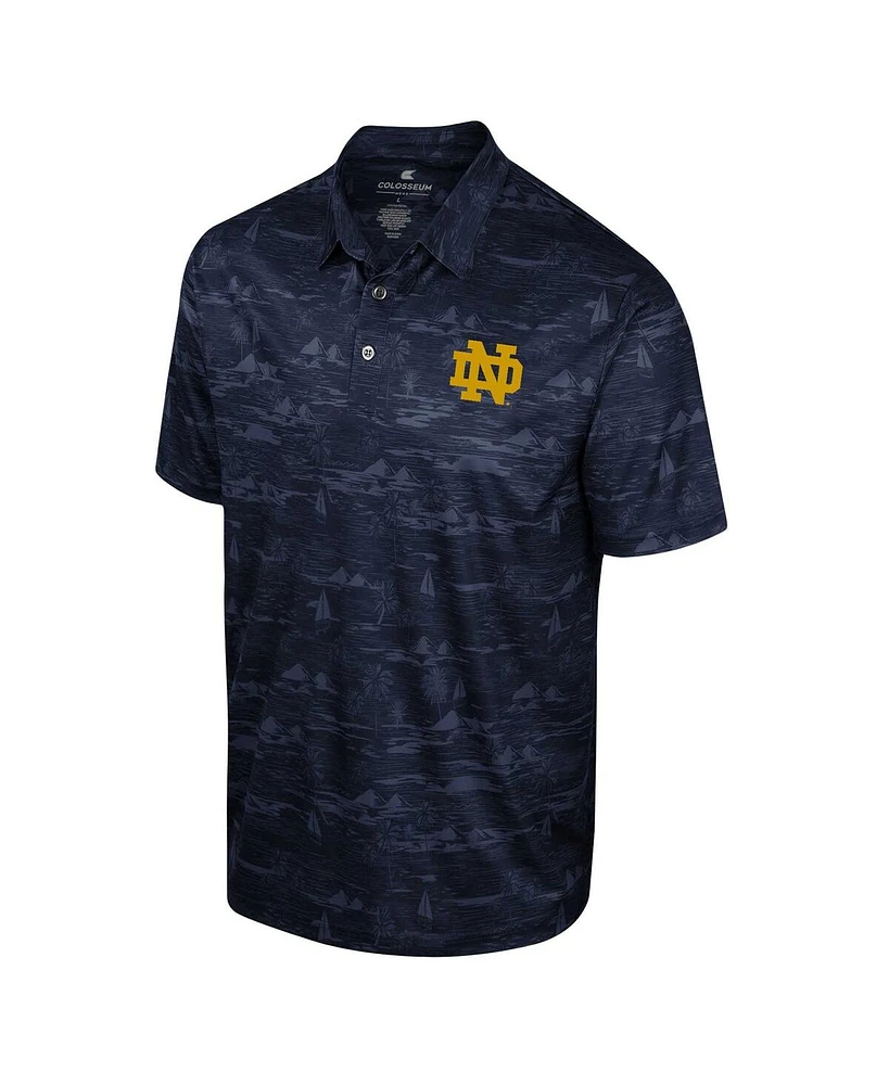 Men's Colosseum Navy Notre Dame Fighting Irish Daly Print Polo Shirt