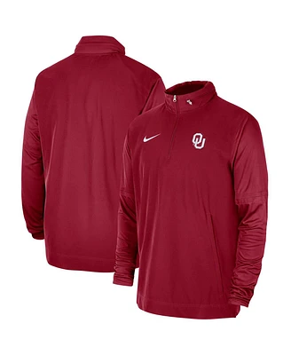 Men's Nike Crimson Oklahoma Sooners 2023 Coach Half-Zip Hooded Jacket